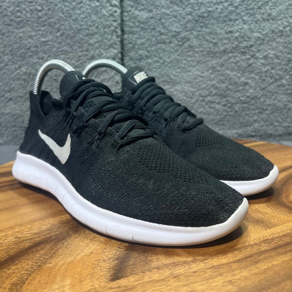 Nike Free RN Flyknit 2017 Women's Running Shoes Sneakers Black White Size 7 - Picture 3 of 12
